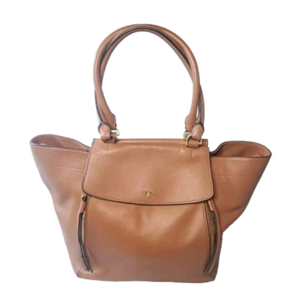 Tory Burch Half Moon Satchel Convertible Shoulder Tote Brown Handbag